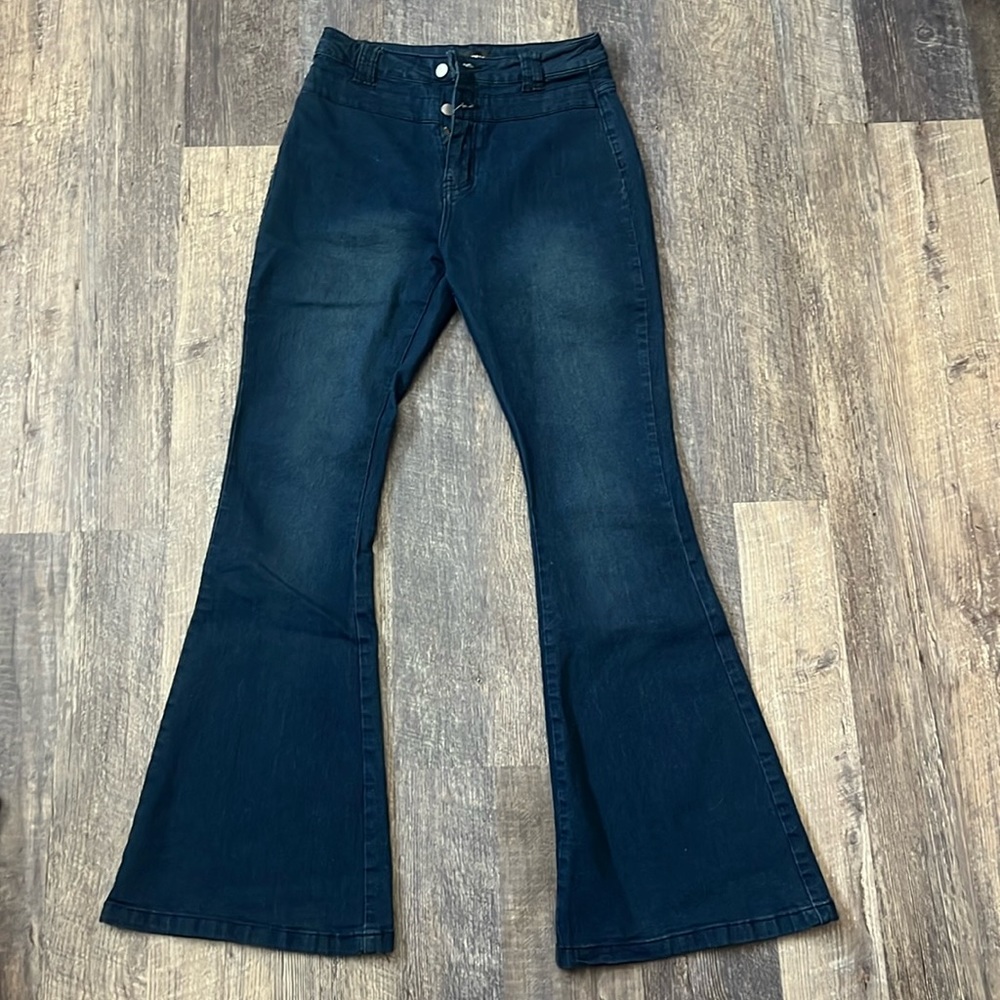 Pantete boot cut jeans